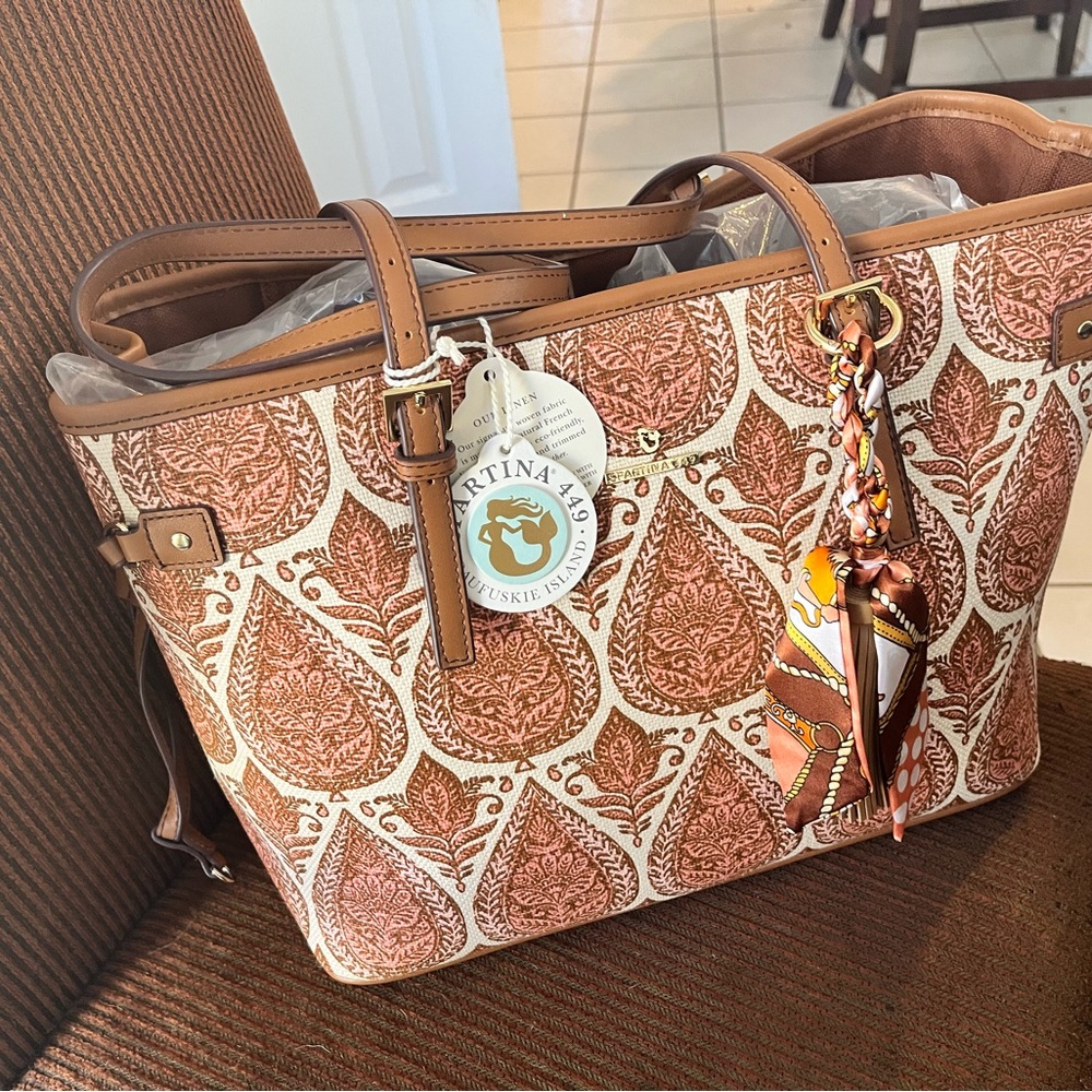 Spartina paisley bronze and pink tote! With custom scarf and tassel!